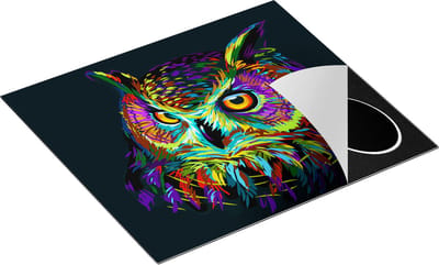 Chefcare Inductie Beschermer Kleurrijke Uil - Abstract - 60x50 cm - Afdekplaat Inductie - Kookplaat Beschermer - Inductie Mat