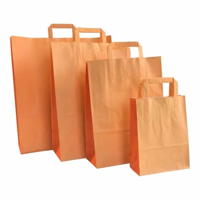 50x papieren tassen wit kraft biocolor Oranje 27x12x37cm