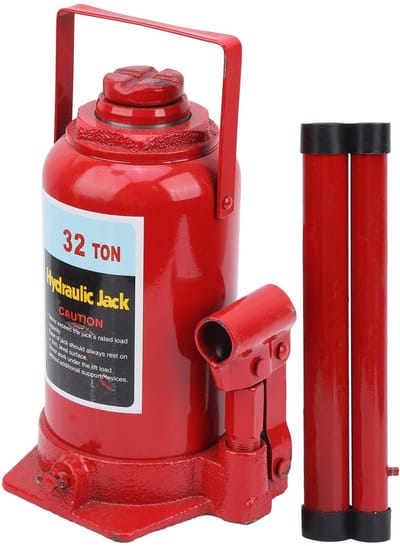 Dailygoods- Hydraulische Krik 32T - Fleskrik - Hefcapaciteit 32T - Minimale Hoogte 250 mm - Maximale Hoogte 470 mm - Duurzaam Staal