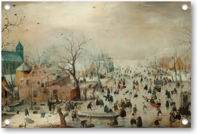 Winterlandschap met schaatsers - Tuinposter 120x80 - Wanddecoratie - Hendrick Avercamp