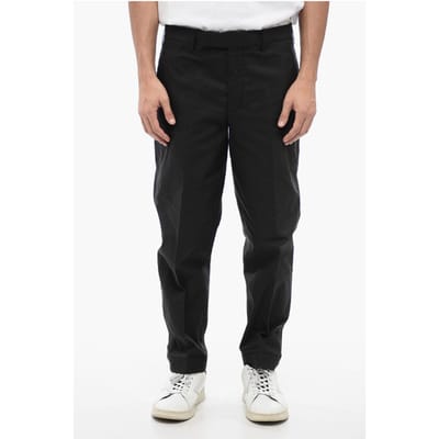 Broek van katoenmix met METAL HEM en normale taille in zwart