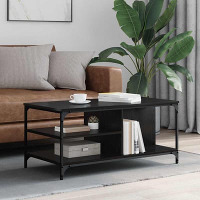 vidaXL - Salontafel - Zwart - Eiken - 100 - x - 50 - x - 45 - cm - Bewerkt - hout