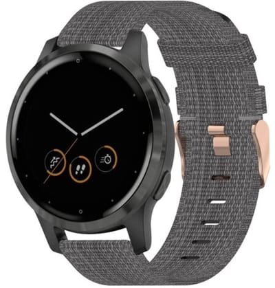 By Qubix - Geschikt voor Garmin bandje - 18mm - Geschikt voor Garmin Venu 4 - 41mm - Canvas nylon bandje - Donkergrijs