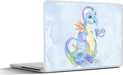 Laptop sticker - 11.6 inch - Dino - Kinderkamer - Waterverf - Jongens - Jongetje - Kinderen - 30x21cm - Laptopstickers - Laptop skin - Cover