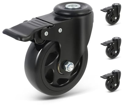 Zwenkwielen met Rem en 360 Graden Rotatie - Set van 4, 100 mm, 500 kg Draagvermogen