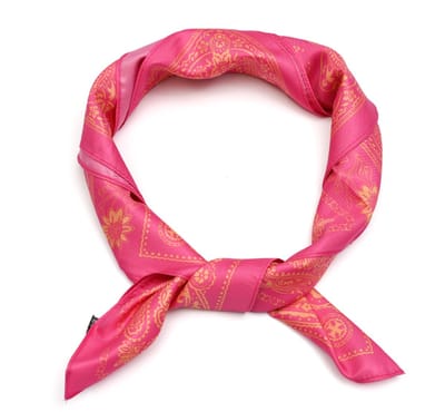 Vierkante Sjaal met Rijkelijk Geornamenteerd Paisley- en Bandanadessin (70x70cm) - Fushia