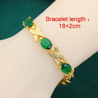 Luxe Meer Stijl Groene Zirkonia Armband Verguld Bruiloftssieraden Cadeau Voor Vrouwen beige