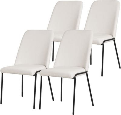 Eetkamerstoelen set van 4 beige met rugleuning, gestoffeerde stoelen voor eetkamer & keuken ML-Design