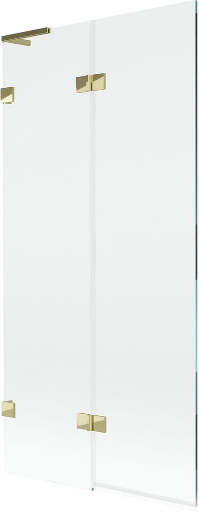 Mexen Lunar L badwand 2-delig links 90 x 150 , transparant, goud - 897L-090-100-50-00-L