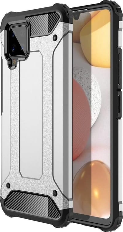Hoesje Geschikt voor: Samsung Galaxy A42 5G Armor Hybrid - Zilver