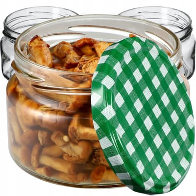 KADAX Kleine inmaakpotten, 250 ml, jampotten met deksel, luchtdichte potten om cadeau te geven, mini-potten voor honing en specerijen (10 stuks, groen geruit)