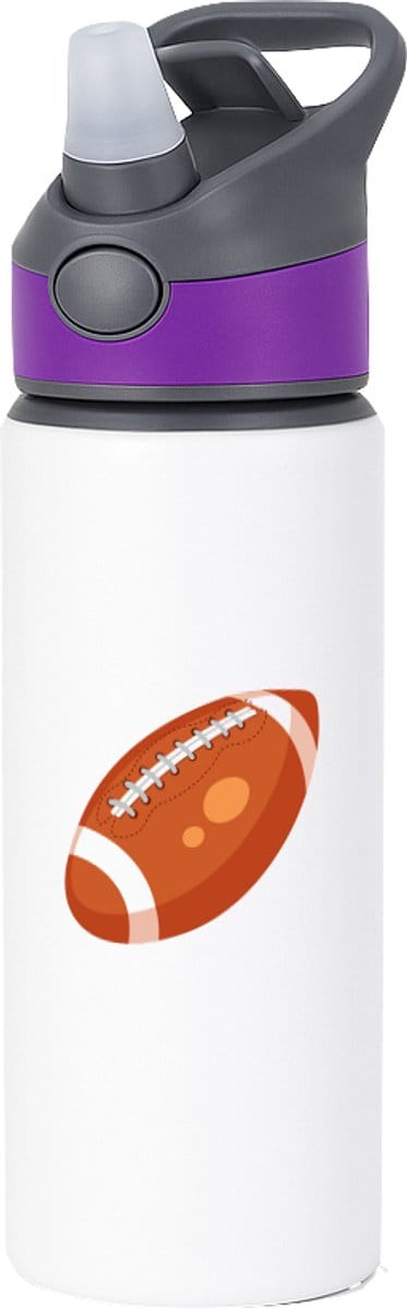 Hacebo® - Rugbybal waterfles met rietje paars - Rugby - Rugbyers - American Football - sport - water fles - 650ML