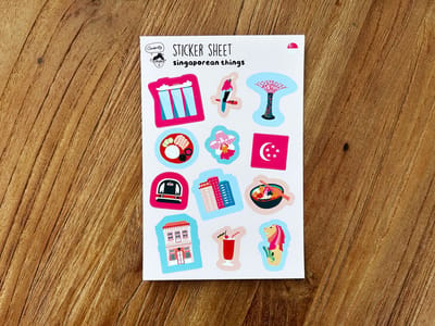Goodputty Stickervel Singapore – 12 Handgetekende Stickers – Planner, Journal & Scrapbooking – Stickers Volwassenen en Kinderen – Aziatische Decoratie – Culturele Illustraties – Cadeautjes voor Reizigers – Scrapbooking stickers voor journal & planner