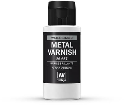 Vallejo Hobbyverf - 26657 Gloss Metal Varnish - Water Based (60 ml) Verf flesje - 60 ml
