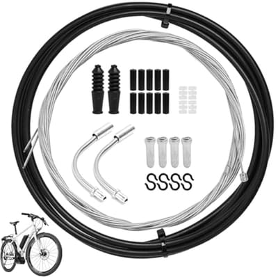 Fiets Remkabel Kit - Bowden Kabel Set - Fiets Onderhoud - Roestvrij Staal - 2.5m Mantel 1.7m Kabel - Zwart Zilver