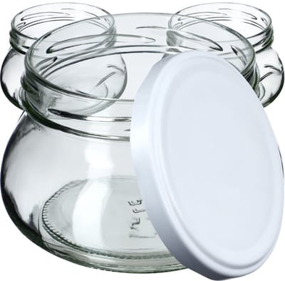 KADAX Kleine inmaakpotten, 300 ml, miniatuurpotten voor honing en specerijen, jampotten met deksel, luchtdichte potten om cadeau te geven (wit, 10 stuks)