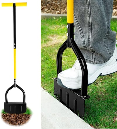 Gazonrandsteker - Halve maan schiller - Tuinranden snijden - Roestvrij staal - 106 cm steel - Zwart