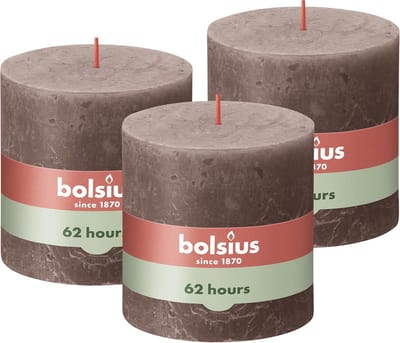 XXL Steckkaars Taupe - 3 Stuks - 10x10 cm - Lange Brandduur 62 Uur - Decoratief Kaarsen met Plantaardige Was