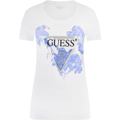 T-shirt Korte Mouw Guess CN FLOWER TRIANGLE