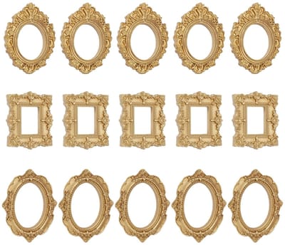 Dailygoods- Fotolijst Vintage - 15 Stuks Kunsthars - Antiek Bronsgoud - Barok/Gotisch - Muurdecoratie - Afmetingen 54x73 mm - Foto Lijstje