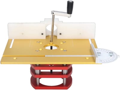 Freeslift met Bovenplaat - Houtbewerking Lift - Precisie Frezen - Verstelbare Verstekmeter - 51mm Hefbereik - Goud