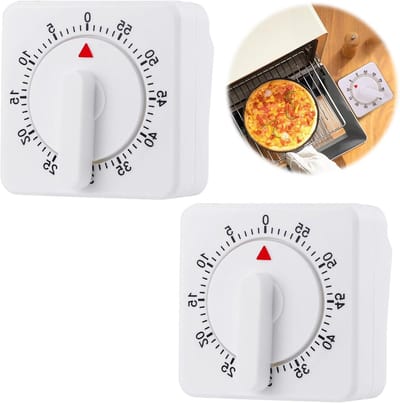 Korte Keukenwekker - Wit - 6 x 6 cm - Mechanische Timer zonder Batterijen - Voor Koken, Bakken, Sport en Huishouden
