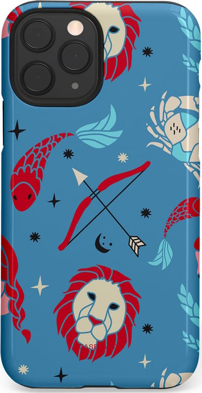 Casetastic hoesje geschikt voor Apple iPhone 11 Pro - Dubbellaagse bescherming - Zodiac in verbinding - Fashion Case - Petrol Bordeaux Grijs