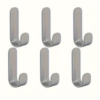 Lot de 6 Crochets en J Adhésifs Puissants - Pas de Perçage Nécessaire, Crochets en Plastique Antirouille pour Mur et Porte, Idéal pour le Rangement de la Cuisine, Cintres Pratiques 6 sticky hooks without punching grise