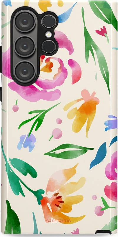 Casetastic Hoesje Geschikt voor Samsung S23 Ultra - Stijlvolle Beschermende Duo-layer Case - Floral Flow
