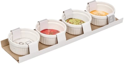Vessia Kommetjes / serveer schaaltjes - 4x stuks - D8 x H5 cm - aardewerk - wit - ovenschaaltjes - tapas - voedsel - dessert