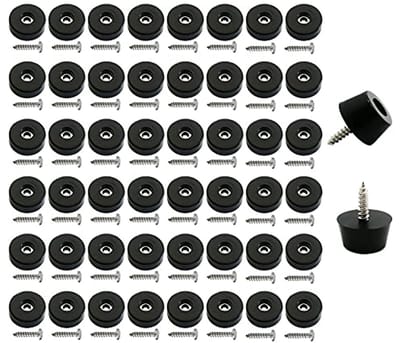 50 Stuks Medium Harde Rubber Voetjes met RVS Ring en Schroeven - Antislip, Geen Krassen, Voor Meubels en Apparaten (1,5 cm)