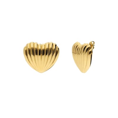 Lucardi Dames Stalen goldplated oorknoppen hart voor dames - Oorbellen - Staal - Goudkleurig