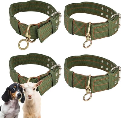 SnelShoppen - 4 Pcs Verstelbare Dikke Hondenhalsband, Dierenhalsband, Schapenhalsband, Canvas Halsband voor Hond, Paard, Schaap, Rund, Kameel, 70 cm,