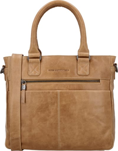 Hide & Stitches Porto Handtas - Crossbody Schoudertas - Leren Dames Tas - Taupe