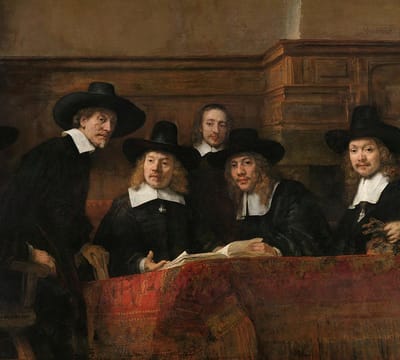 De staalmeesters, Rembrandt van Rijn - Fotobehang (in banen) - 250 x 260 cm