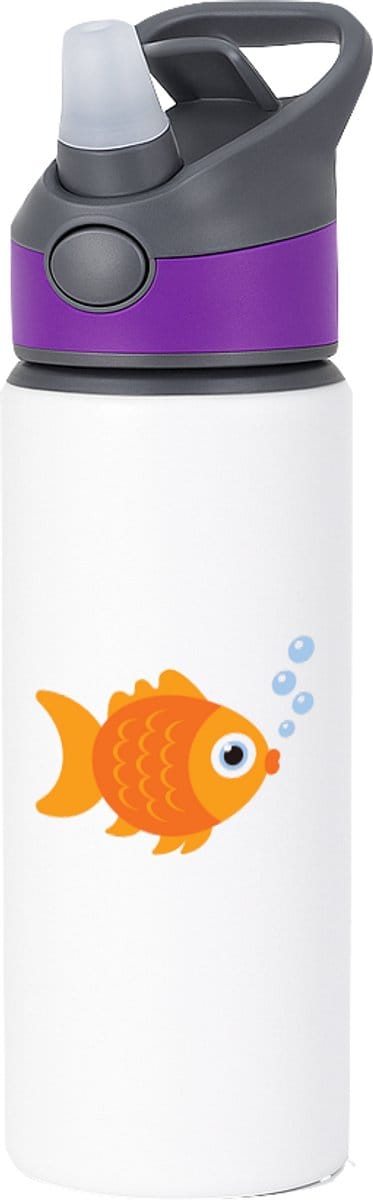 Hacebo® - Goudvissen waterfles met rietje paars - Goudvis - Dieren liefhebbers - Vissen - aquarium - huisdieren - water fles - 650ML
