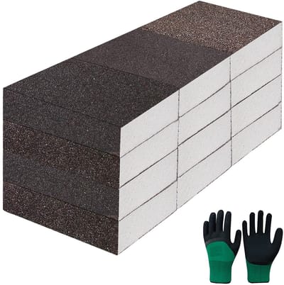 Dailygoods- Schuurblok met steel - Schuurpapier - Polijstblok - Herbruikbaar - 12 stuks - 98 x 68 x 25 mm - Schuurmiddel