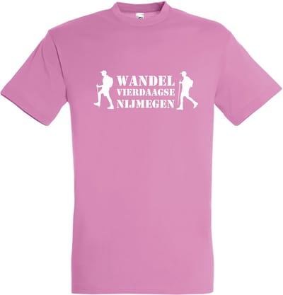 T-shirt Wandel vierdaagse NIjmegen met wandelaars |Wandelvierdaagse | vierdaagse Nijmegen | Roze woensdag | Roze | maat XS