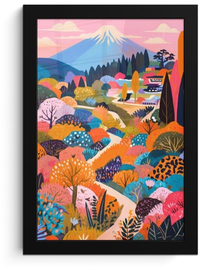 Poster in lijst - Fotolijst 20x30 cm - Posters - Witte bergtop - Modern - Kleurrijk - Posterlijst zwart - Decoratie - Wanddecoratie woonkamer - Muurdecoratie slaapkamer