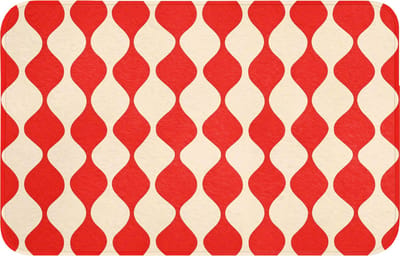 WC mat 80x50 cm - Antislip - Golvend patroon - Retro - Rood - Beige - Toiletmat - Vloermat - Douchemat - Toilet tapijt - Toiletmatten
