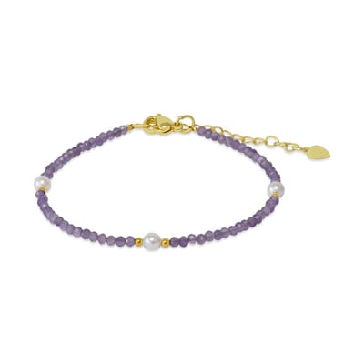 CO88 Collection 8CB-91390 – Armband Dames – Amethist & Shellparel – Goudkleurig – Verstelbaar