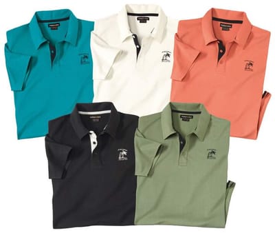 ATLAS FOR MEN - Set van 5 polo’s Pacific Island - Heren - Verkrijgbaar in grote maten - L