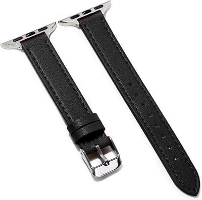 Fungus - Smartwatch bandje - Geschikt voor Apple Watch 38 / 40 / 41 mm - Series 1 2 3 4 5 6 7 8 9 SE iWatch - PU leer - Dun - Zwart