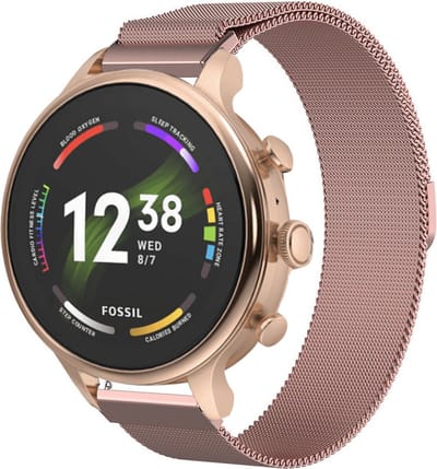 Strap-it Milanees RVS bandje - geschikt voor Fossil Gen 5e - 42mm / Gen 6 - 42mm dames modellen - Huawei Watch GT 4 / 5 - 41mm / GT 5 Pro - 42mm - Withings ScanWatch 2 - 38mm / ScanWatch Light / Steel HR - 36mm - Roze