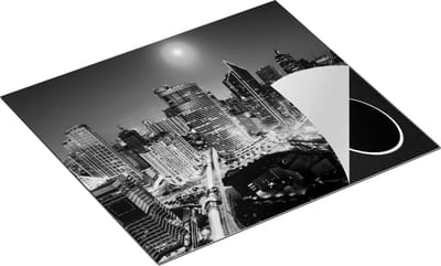 Chefcare Inductie Beschermer Makati Stad Skyline in de Nacht in Thailand - Zwart Wit - 60x50 cm - Afdekplaat Inductie - Kookplaat Beschermer - Inductie Mat