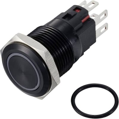 TRU COMPONENTS TC-12647436 Druktoets 250 V/AC 3 A 1x uit/(aan) IP65 RGB Moment Aluminium (geëloxeerd) 1 stuk(s)
