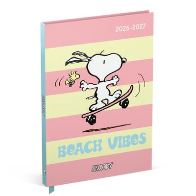 Lannoo Snoopy Agenda Beach Vibes - Schoolagenda 2026-2027 - A5 formaat - Roze