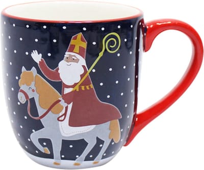 Dekoratief | Mok 'Sinterklaas', blauw/rood, keramiek, 10x10x12cm | A245542