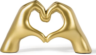 Daity 1 stuk - Hartvormig handsculptuur - klein ornament voor de slaapkamer van een meisje - schattige decoratie voor op een plank in huis - bureaubeeldje - liefdesdecoratiegeschenk (13,5*7,5*3 cm)