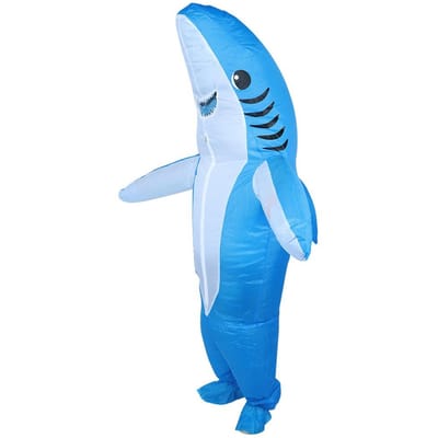 Costume Gonflable Innovant en Tissu Polyester Imperméable 190T pour Festivals Fête d'HalloweenForme Requins Bleus X128 white